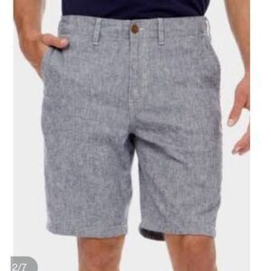 Lucky Brand Chambray Linen Cotton Blend Flat Front Shorts Grey Casual Size 38